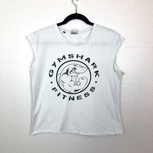 Gymshark Graphic Logo White Cropped Muscle Tee